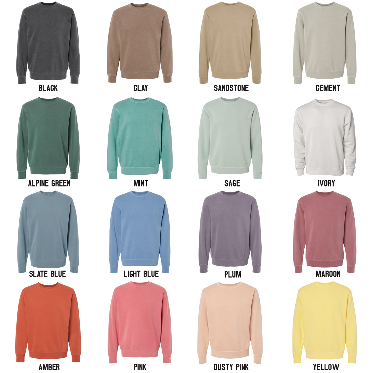 Unisex Midweight Pigment Dyed Crew Neck  Unique Vintage Character -  Independent Trading Company